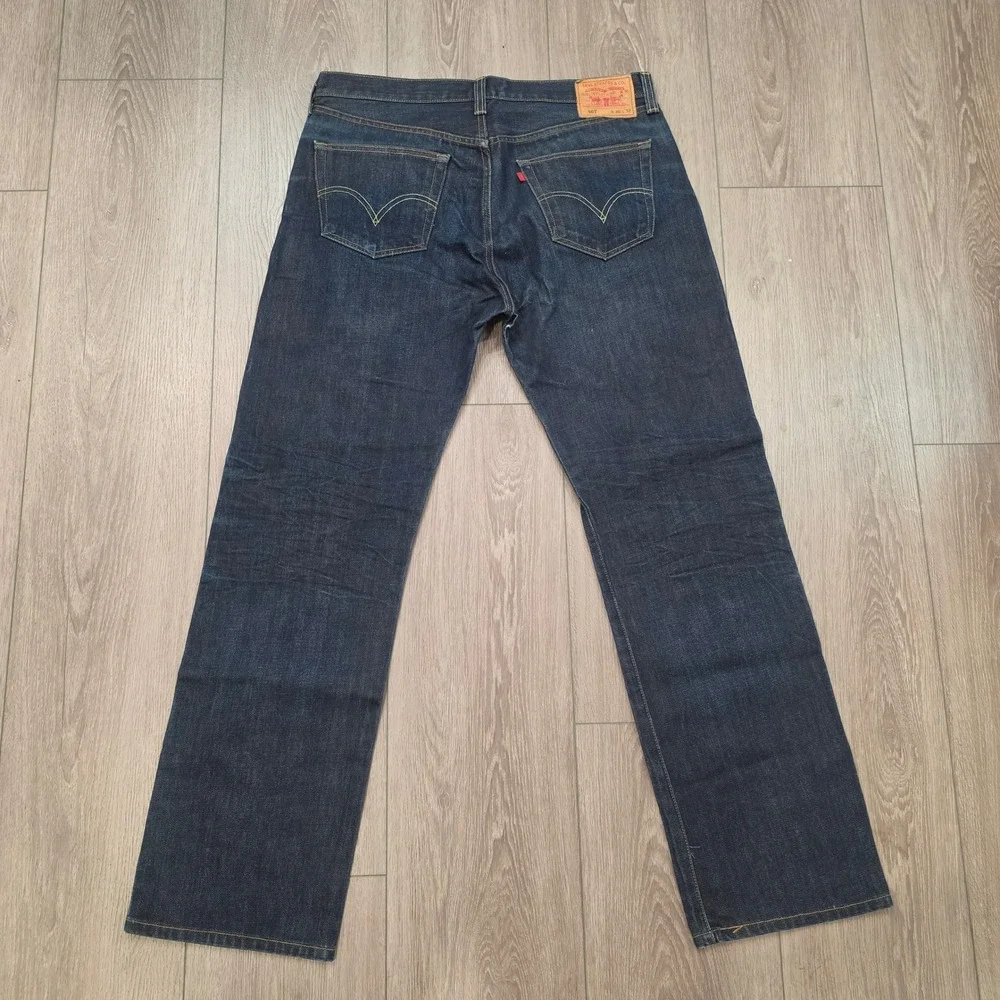 Levis 501 J. Crew Mens Dark Wash Straight Leg Button Fly Jeans 36x32 Indigo